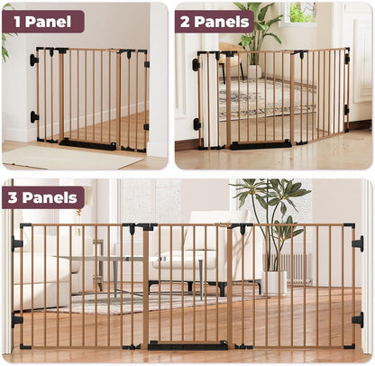 29.4-78" Extra Wide Baby Gate, Long Dog Gates Indoor for Doorways Stairs, Essential Large Safety Gate for Child Toddler with Anti-Trip Pedal, Adjustable Pet Gate, 28" Tall 3 Metal Panels Black