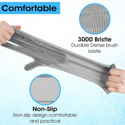 High-Density Silicone Pet Grooming Gloves with Enhanced Five Finger Design for Bathing, Massaging Dogs and Cats (Blue)