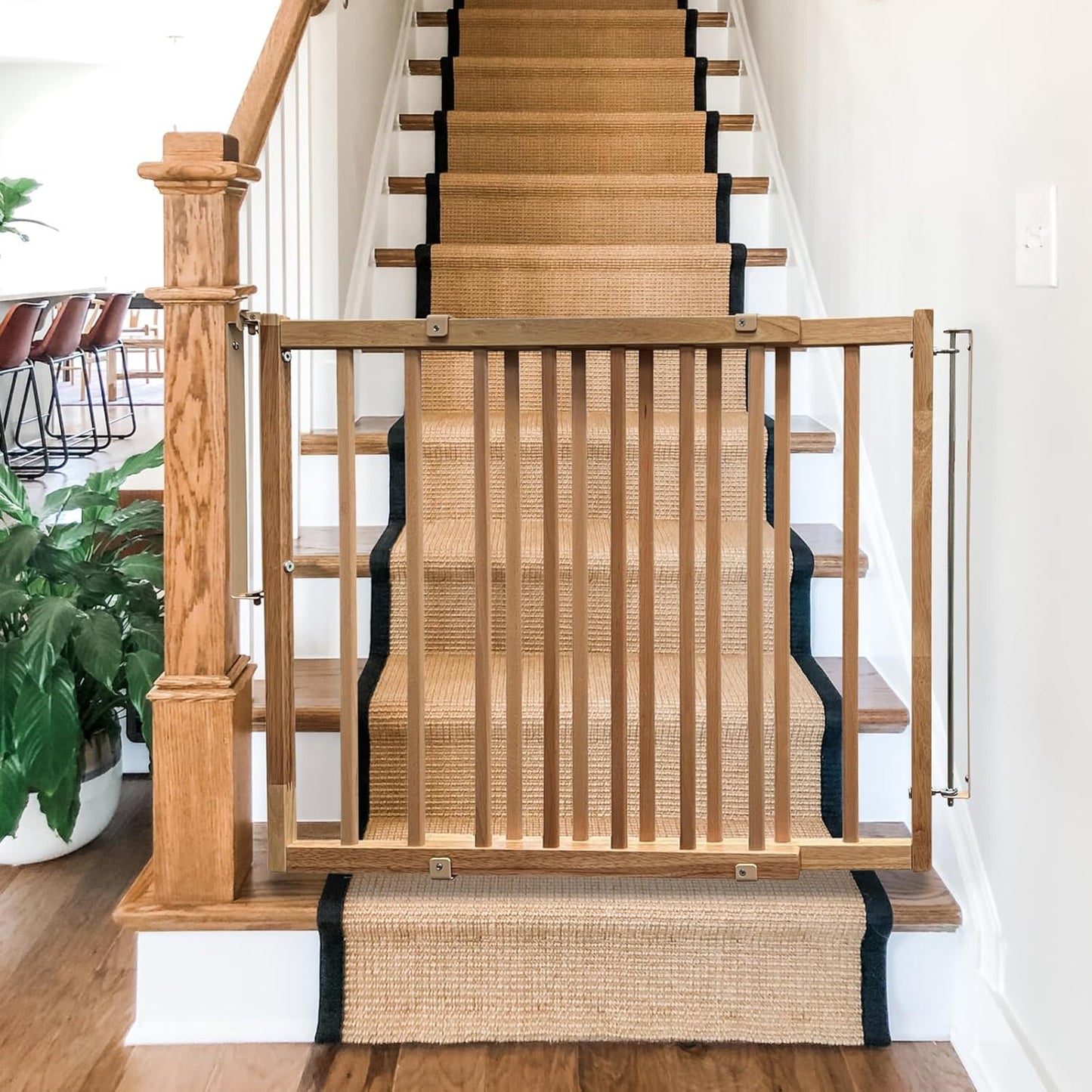 Cardinal Gates SS30 Stairway Special Baby Gate for Top of Stairs - Adjustable Indoor Dog Gate - Wooden Safety Gate for Kids & Pets - Can be Installed at Angles - 29.5 to 49 Inches Wide - Wood