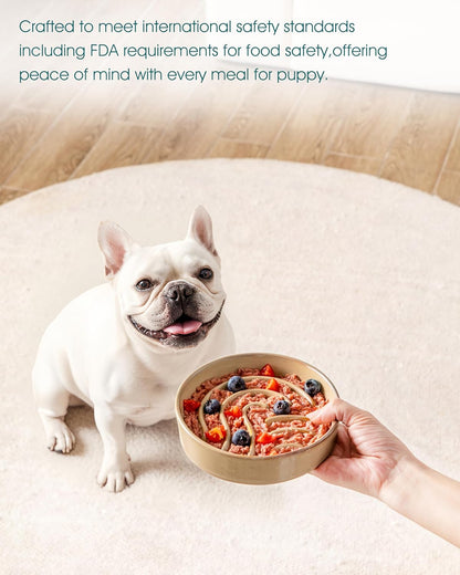 vancasso Slow Feeder Dog Bowl, 1.5 Cup Ceramic Slow Feeding Food Dish for Small and Medium Breed, Puzzle Dog Food Bowl for Fast Eater, Pink