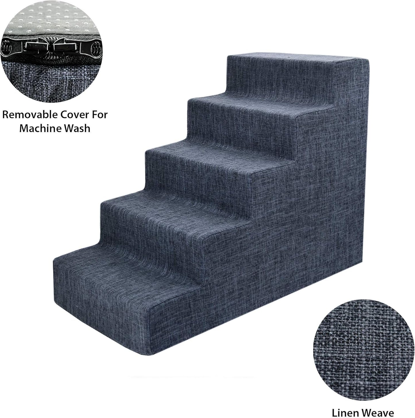 Best Pet Supplies Dog Stairs & Steps - Foam Steps for Small Dogs & Cats, Non-Slip Indoor Balanced Pet Step Support, Dog Ramp, No Assembly, Ash Gray Linen, 2-Step (12-inch Height)