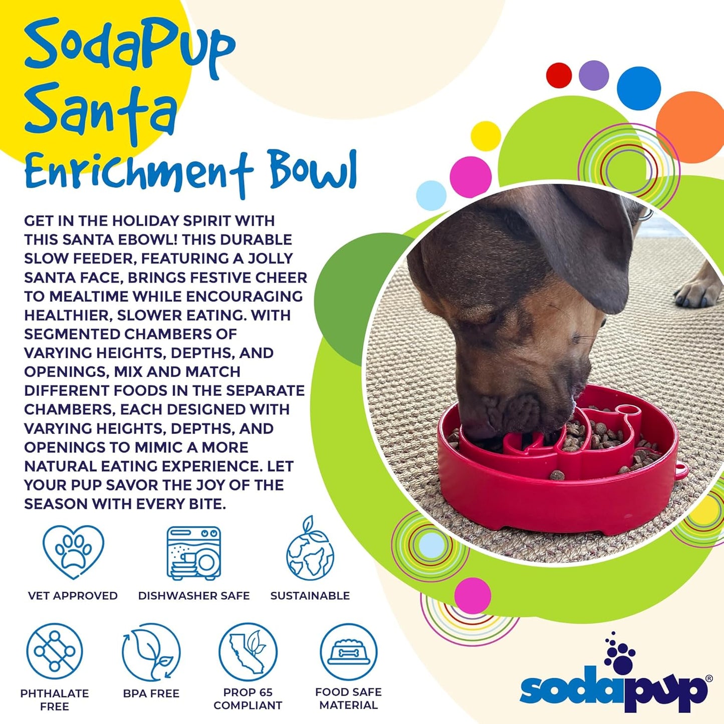 SodaPup Honeycomb Enrichment Bowl – Durable Slow Feeder Bowl Made in USA from Non-Toxic, Pet-Safe, Food Safe Material for Mental Stimulation, Slowing Down Eating, Healthy Digestion, & More