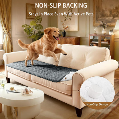SearchI Couch Covers for Dogs Washable, Non Slip Fuzzy Pet Couch Cover for Sofa, Thick Soft Sofa Covers Couch Protector for Dogs Pet Friendly(Grey, 27.6" x 70.9")