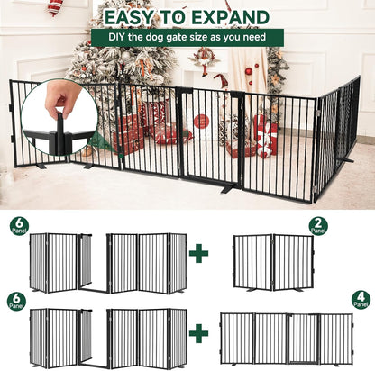 Snagle Paw Full Metal Freestanding Dog Gate,Indoor Dog Gate with Floor Protect Support Feet, 40x24 Inches Foldable Dogs Barrier for Stairs, Hallways and Doorways (24'' H 2 Panel, White