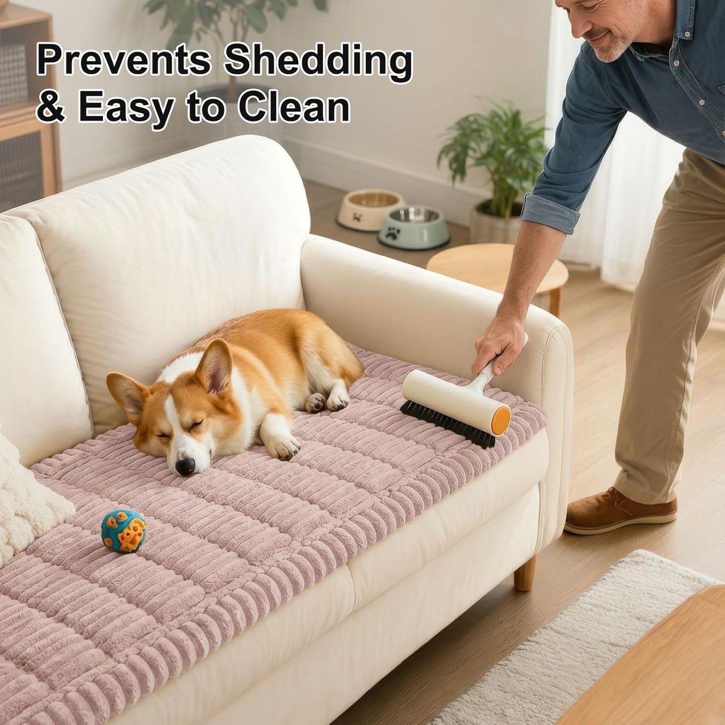 Smiry Couch Cover for Dogs, Non Slip Washable Sofa Protector for Pets, Soft Furniture Cover for Leather & Fabric Couches, Cozy Protect Against Fur, Dirt & Everyday Messes (Dark Grey, 27.6" x 59")