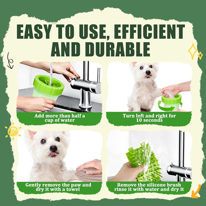 Dog Paw Cleaner Cup, Soft Silicone, Portable, Easy to Clean, Removes Mud and Dirt, Grooming Accessory for Home, Travel – Green, M