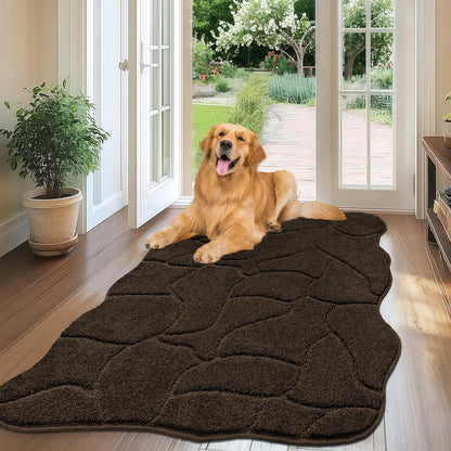 BSICPRO Large Dog Door Mat for Mud Paws, 22x47 Absorbent Dirt Trapper Long Door Mat, Non-Slip Washable Mud Mat for Dogs, Microfiber Soft Pet Rug Mat for Entryway, Dog Paws, Patio (Gray)