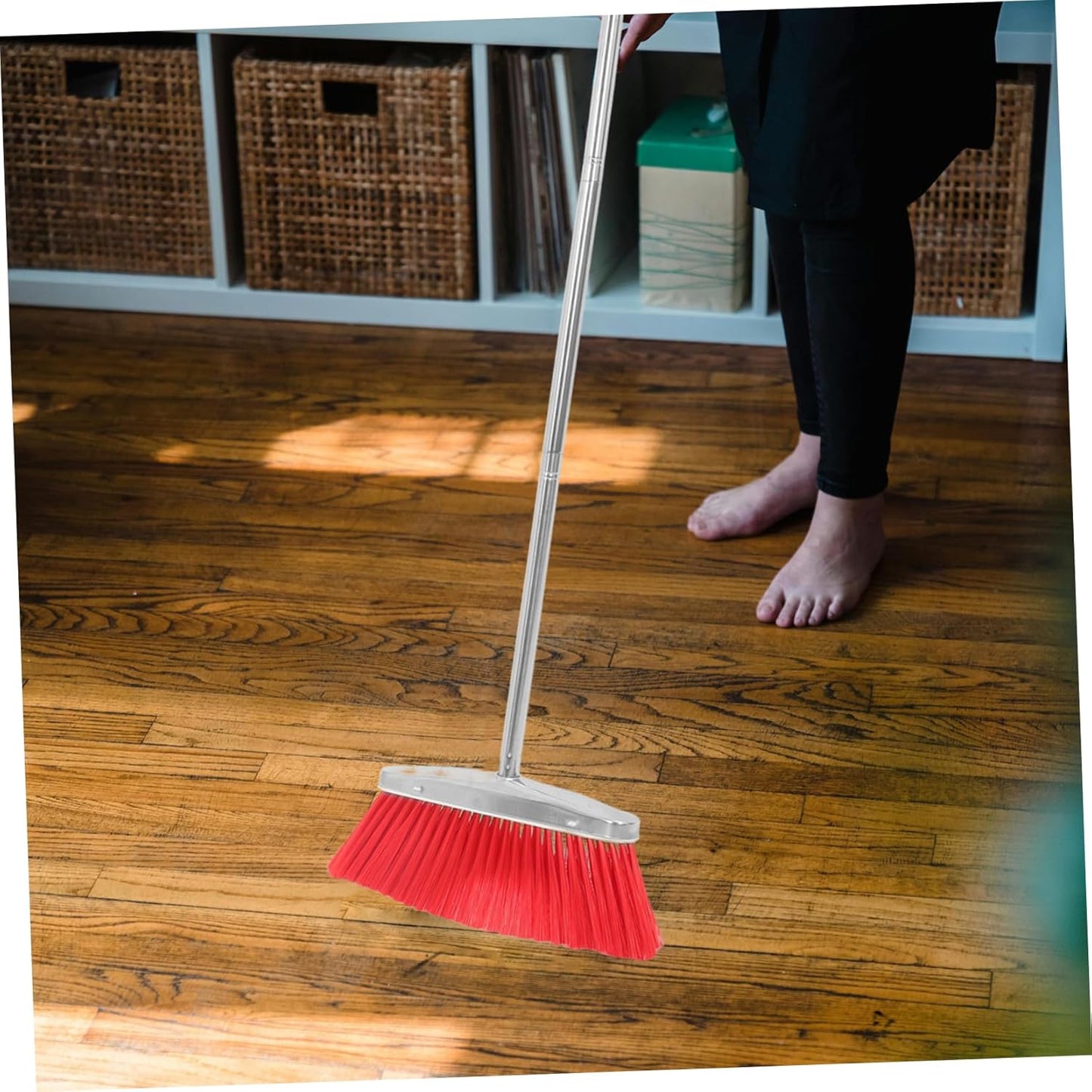 Ipetboom Pet Hair Broom Indoor Dustpan Soft Bristles Heavy Duty Stainless Steel Outdoor Broom for Garage Lobby