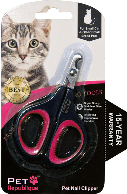 Cat Nail Clippers by Pet Republique – Professional Stainless-Steel Nail Clipper for Cats, Kittens, Hamster, Rabbits, Birds, & Small Breed Animals Claw Trimmer (Black+Yellow)