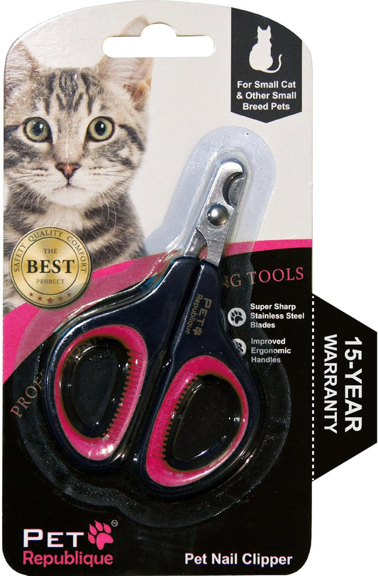 Cat Nail Clippers by Pet Republique – Professional Stainless-Steel Nail Clipper for Cats, Kittens, Hamster, Rabbits, Birds, & Small Breed Animals Claw Trimmer (Black+Yellow)