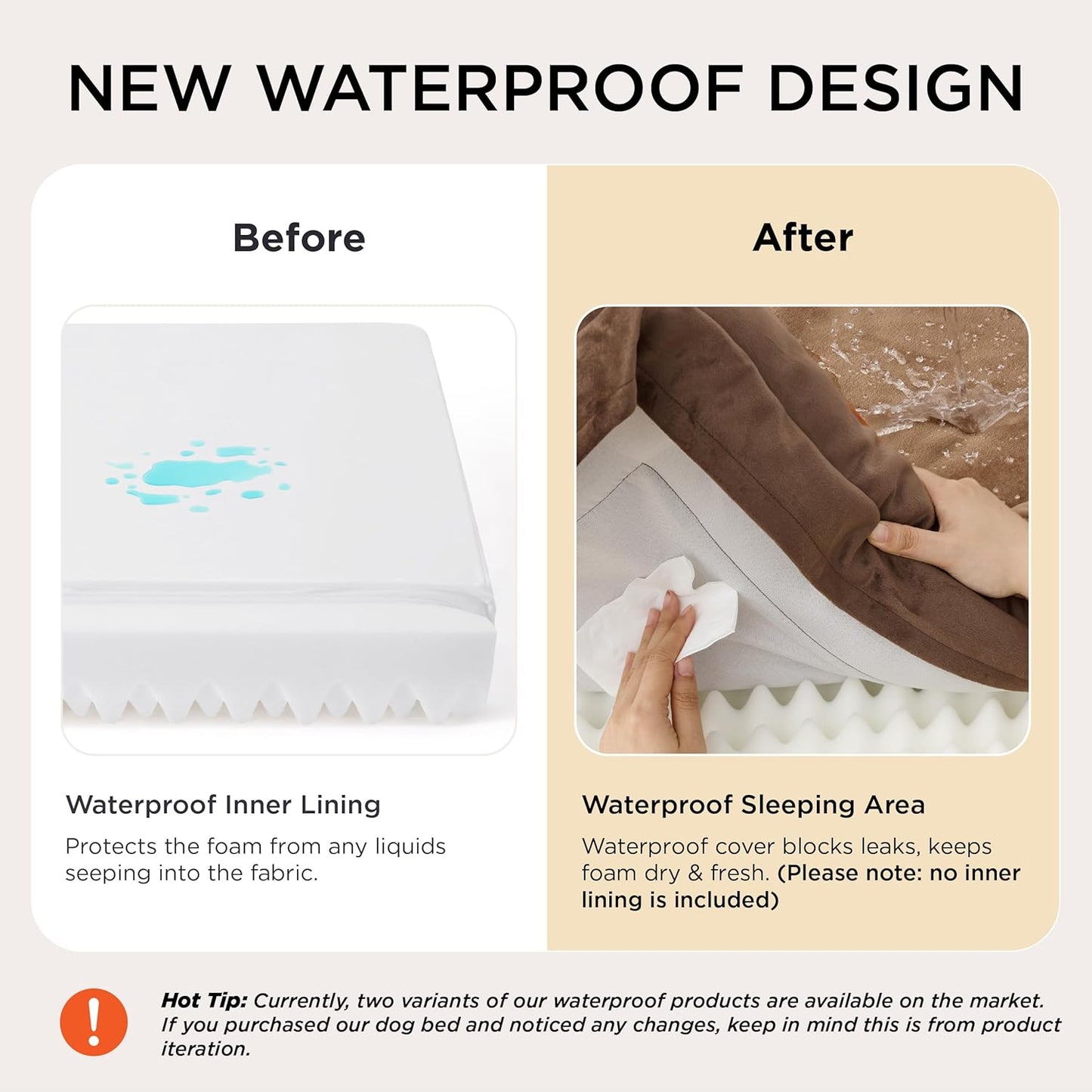 Bedsure Orthopedic Dog Bed Medium Size Dogs - Washable Small Medium Dog Cat Bed Waterproof, Comfort Cats Couch Sofa with Washable Removable Cover, Pets Bed with Nonskid Bottom, Grey, 28"