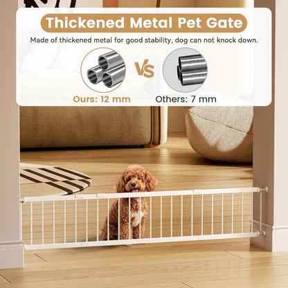 Dog Gate Indoor,18"-45" Adjustable Extra Wide Metal Short Dog Gate to Step Over, 18" Tall Small Pet Gate with 3 Extension Kits, Pressure Mounted Gate for Doorways & Stairs Black
