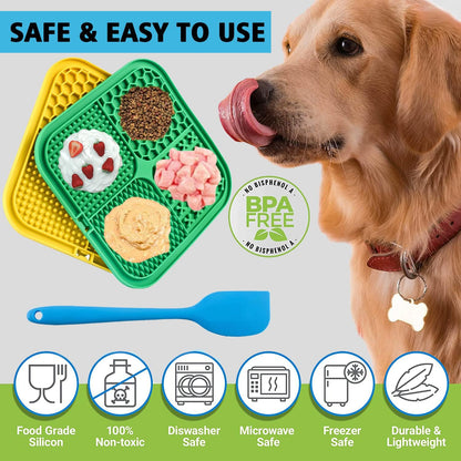 Lick Mat for Dogs, Dog Lick Mat with Suction Cups for Anxiety, Peanut Butter Dog Licking Mat Slow Feeder Dispensing Treater Lick Pad for Dogs Cats Grooming Bathing and Training (Grey)