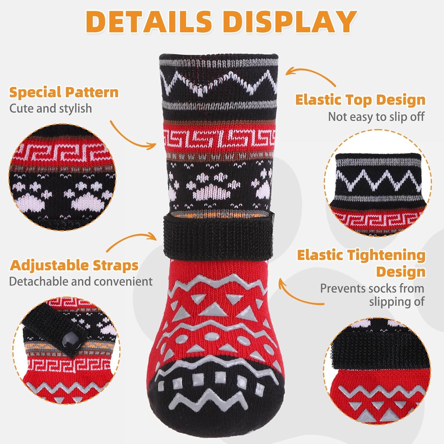 KOOLTAIL Dog Socks Shoes for Hot Pavement to Prevent Licking Paws, Winter Dog Boots&Paw Protector for Hardwood Floors Anti Slip,Traction Control Grip Booties for Small Medium Large Senior Dogs,Black M