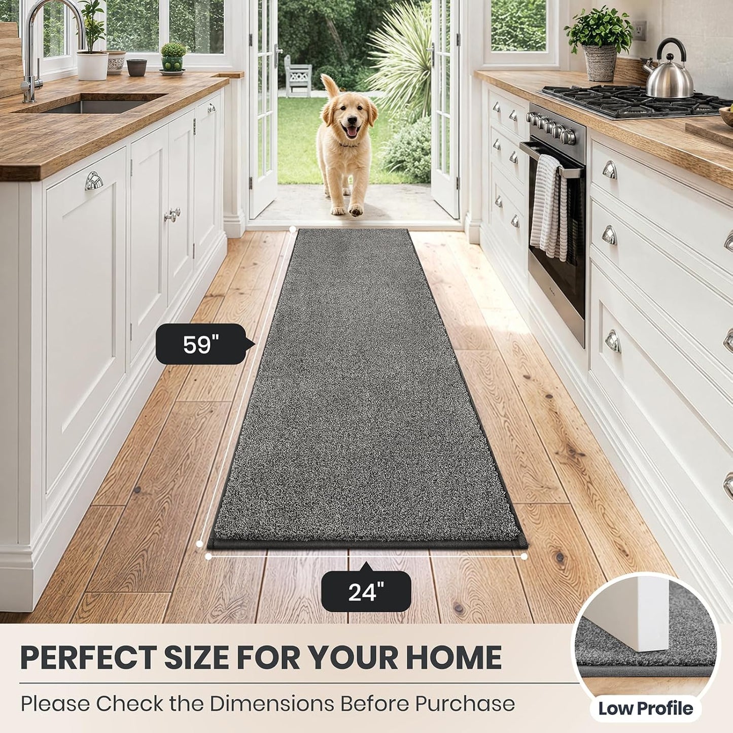 PURRUGS Dirt Trapping Door Mat 20" x 31.5", Non-Slip Machine Washable Entryway Rug, Dog Doormat, Indoor Front Door Mat, Super Absorbent Entry Rug for Muddy Shoes & Paws, Bluish Grey-Black