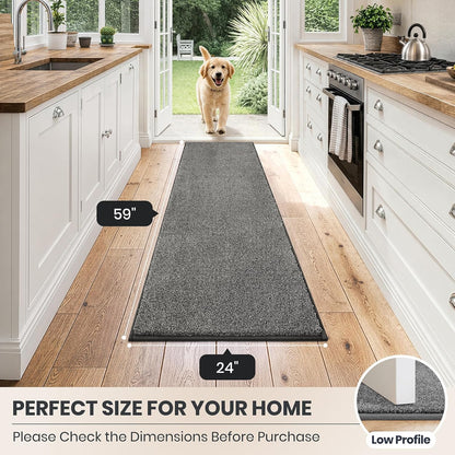 PURRUGS Dirt Trapping Door Mat 20" x 31.5", Non-Slip Machine Washable Entryway Rug, Dog Doormat, Indoor Front Door Mat, Super Absorbent Entry Rug for Muddy Shoes & Paws, Bluish Grey-Black