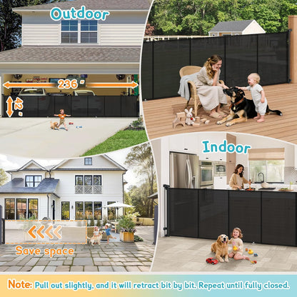 160 Inch Retractable Baby Gates Extra Wide, 42 Inch Extra Tall Retractable Gate, 13 FT Reinforced Retractable Dog Gate with Reinforcement Rod to Prevent Crawling Through, for Doorways, Stairs, Hallway