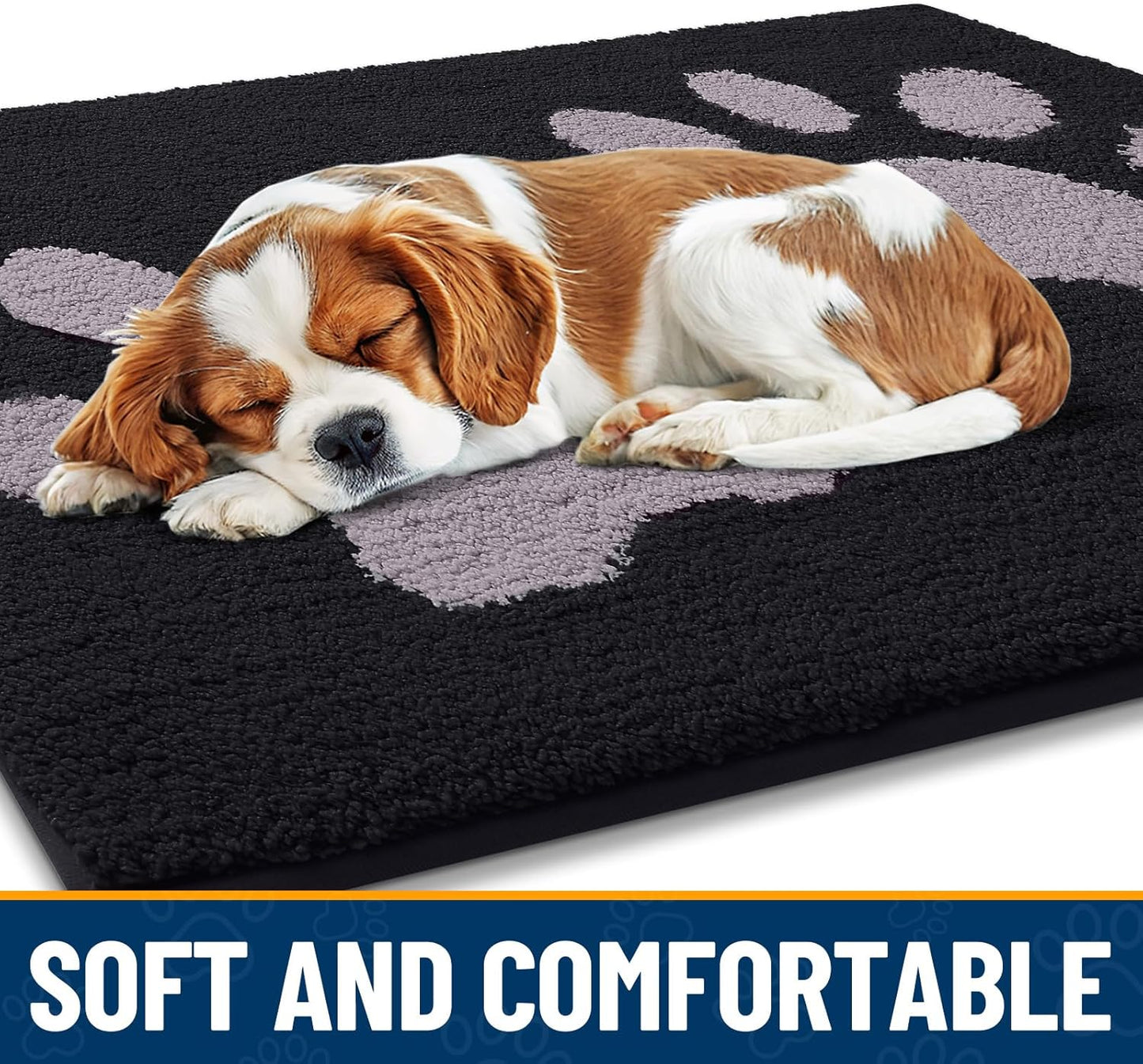 Smiry Dog Door Mat for Muddy Paws, Absorbs Moisture and Dirt, Low-Profile Entryway Mat with Non-Slip Backing, Entry Indoor Outdoor Doormat for Inside Floor (30x20 Inches, Grey, Striped)