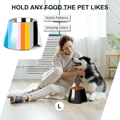 Dog Bowls,Cone Friendly Non Slip Single Dog Bowl with Stainless Steel Inner, Raised Bowls for Small Dogs Spaniel Dogs Long Ear, High Capacity, M/2 Cup Pink
