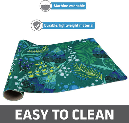 Drymate Pet Bowl Placemat, Dog & Cat Food Feeding Mat - Absorbent Fabric, Waterproof Backing, Slip-Resistant - Machine Washable/Durable (USA Made) (12” x 20”) (Indigo)