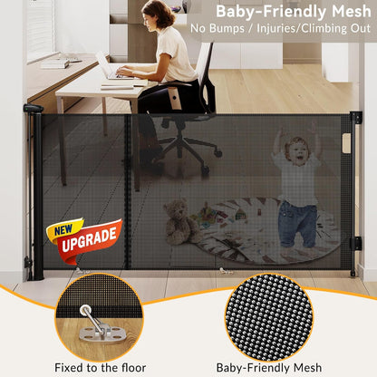 Uamector 138-Inch Extra Wide Retractable Baby Gate & Dog Gate, Reinforced Mesh Safety Gate Adjustable for Large Openings - Stairs, Doorways, Hallways - Indoor/Outdoor Use