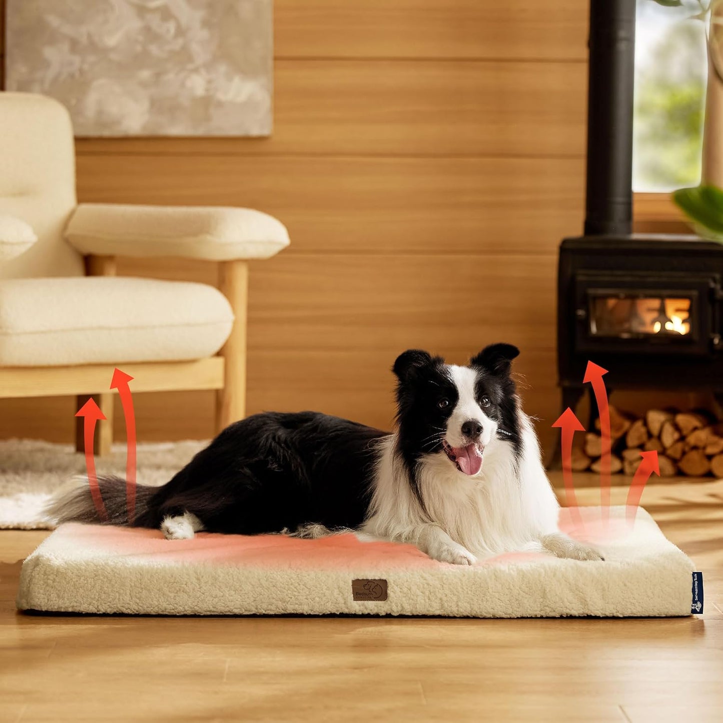 Bedsure Dog Beds Large Sized Dog - Comfy Flat Pet Beds with Removable Washable Cover, Orthopedic Egg Crate Foam Puppy Mat, Suitable for Pet Up to 65 lbs