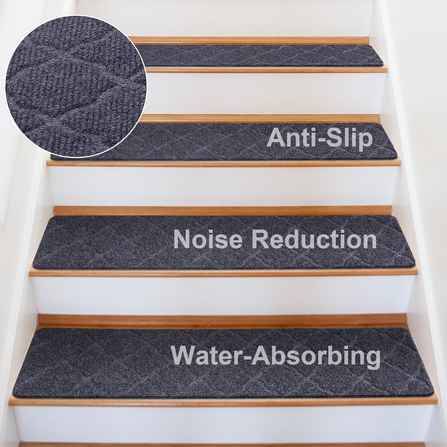 Extra Wide Non Slip Stair Treads for Wooden Steps – 15 Pack 9" x36'' Extra Wide Carpet Runners with Reusable Adhesive, Step Pads for Dogs, Kids, Seniors, Machine Washable – Geige