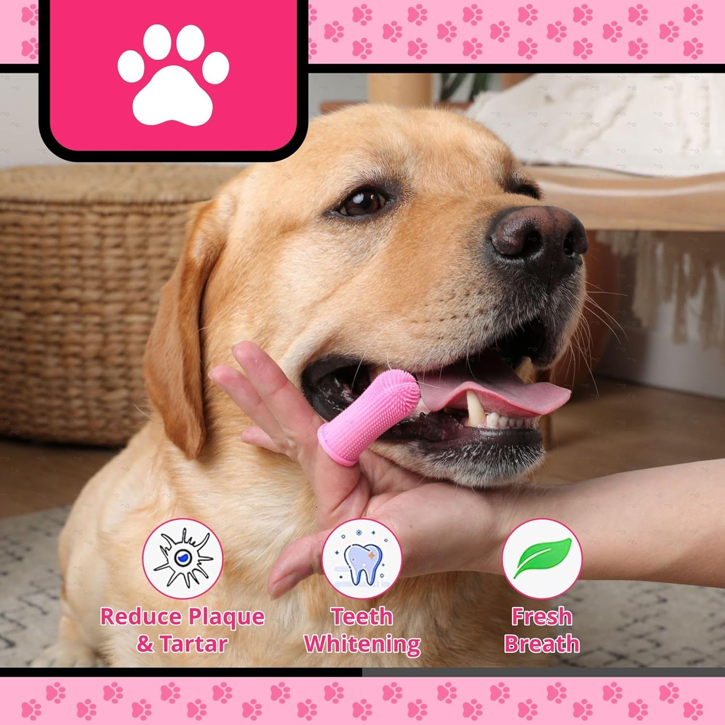 Dog Finger Toothbrush – Soft Silicone Finger Brush for Dogs & Puppies – Gentle Dental Care for Pets – Easy-to-Use Dog Toothbrush for Small, Medium & Large Breeds (Blue/White)