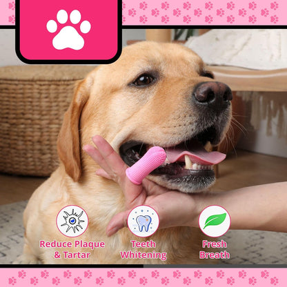 Dog Finger Toothbrush – Soft Silicone Finger Brush for Dogs & Puppies – Gentle Dental Care for Pets – Easy-to-Use Dog Toothbrush for Small, Medium & Large Breeds (Blue/White)