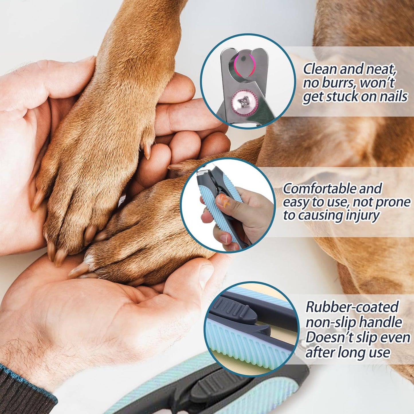 Blue Dog Nail Clipper with Safety Guard Plier Style Dog Claw Clippers Heavy-Duty Dog Toenail Clippers Professional Pet Nail Trimmers for Small Medium Large Dogs and Cats with Thick Nails