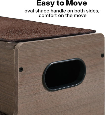 Veehoo Dog Stairs for Bed Couch with Storage 12" H 20" W, 2 Steps Wooden Steps for Dogs to Get on Bed with Non Slip Rug, Joint Friendly Pet Cat Stairs Puppy Doggy Ramp Ladder for Small to Large Dogs