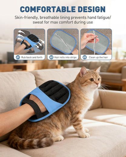 Pet Hair Removal Glove - 2 Pack Electrostatic Magic Brush Gloves Pet Hair for Dogs and Cats, The Magic Brush Pure Path Yomi Pet Grooming Needs, Fur Remover for Furniture, Clothes, Car Seats