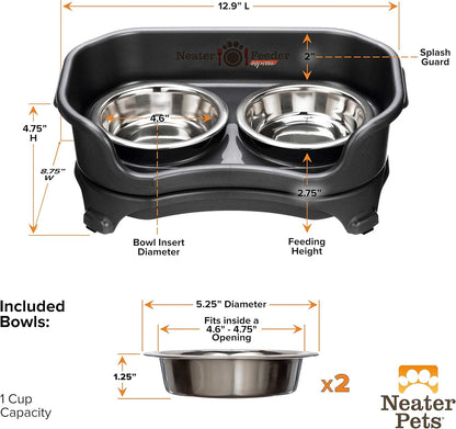 Neater Feeder Express Mess Proof Dog Bowls Elevated for Small Breeds under 15 Lb, Made in USA, No Spill Raised Dog Food Bowl Stand, Stainless Steel Food and Water Bowl Set, Feeding Station, Cappuccino
