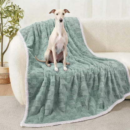 Luciphia Waterproof Dog Blanket, Leakproof Small Pet Blanket for Couch Sofa Bed Furniture Cover Protector, Washable Soft Sherpa Fleece with 3D Jacquard, Cozy Calming Reversible, Gray White, 40"x28"