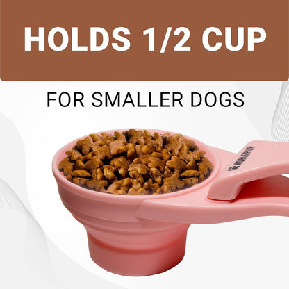 MeasureMate Pet Food Scoops with Bag Clip for Dog and Cat - 3-in-1 Multi-Function Collapsible Food Measuring Cup - 1 Cup Capacity, 8oz, Green - Dishwasher Safe