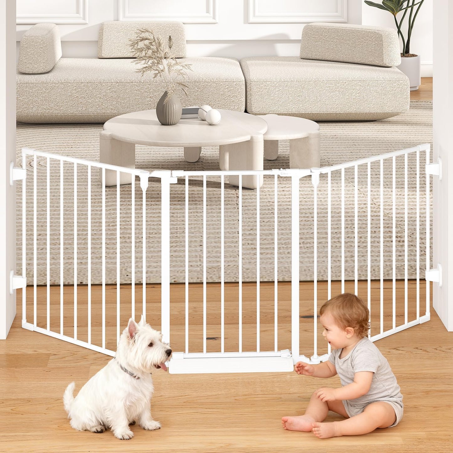 29.4-78" Extra Wide Baby Gate, Long Dog Gates Indoor for Doorways Stairs, Essential Large Safety Gate for Child Toddler with Anti-Trip Pedal, Adjustable Pet Gate, 28" Tall 3 Metal Panels Black