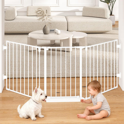 29.4-78" Extra Wide Baby Gate, Long Dog Gates Indoor for Doorways Stairs, Essential Large Safety Gate for Child Toddler with Anti-Trip Pedal, Adjustable Pet Gate, 28" Tall 3 Metal Panels Black