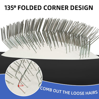 HOP Cat Head Slicker Brush for Dogs Long Pin Dog Slicker Brush for Shedding Dog Dematting Comb Pet Grooming Tool for Long Haired Dogs and Cats Remove Loose Hair Mats Knots Tangles