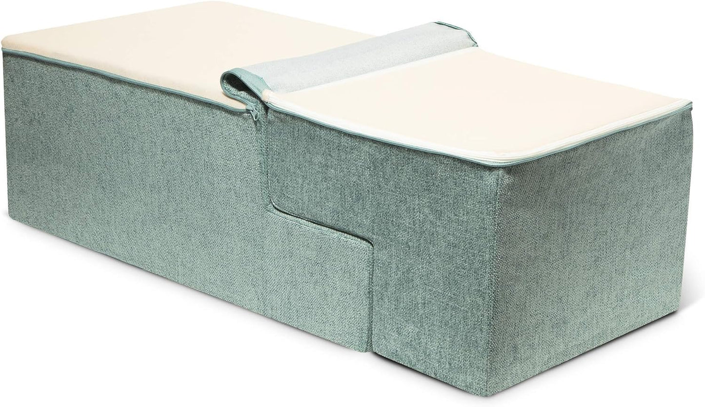 Best Pet Supplies Dog Stairs & Steps - Foam Steps for Small Dogs & Cats, Non-Slip Indoor Balanced Pet Step Support, Dog Ramp, No Assembly, Ash Gray Linen, 2-Step (12-inch Height)