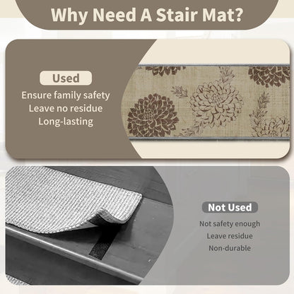 Non-Slip Stair Treads for Wooden Steps 15pcs,8"x30" Stair Carpet Treads for Indoor Use,Peel and Stick Stair Runners,Washable Reusable Adhesive Backing,Pet-Friendly Stair Capet for Kids,Elders,Dogs