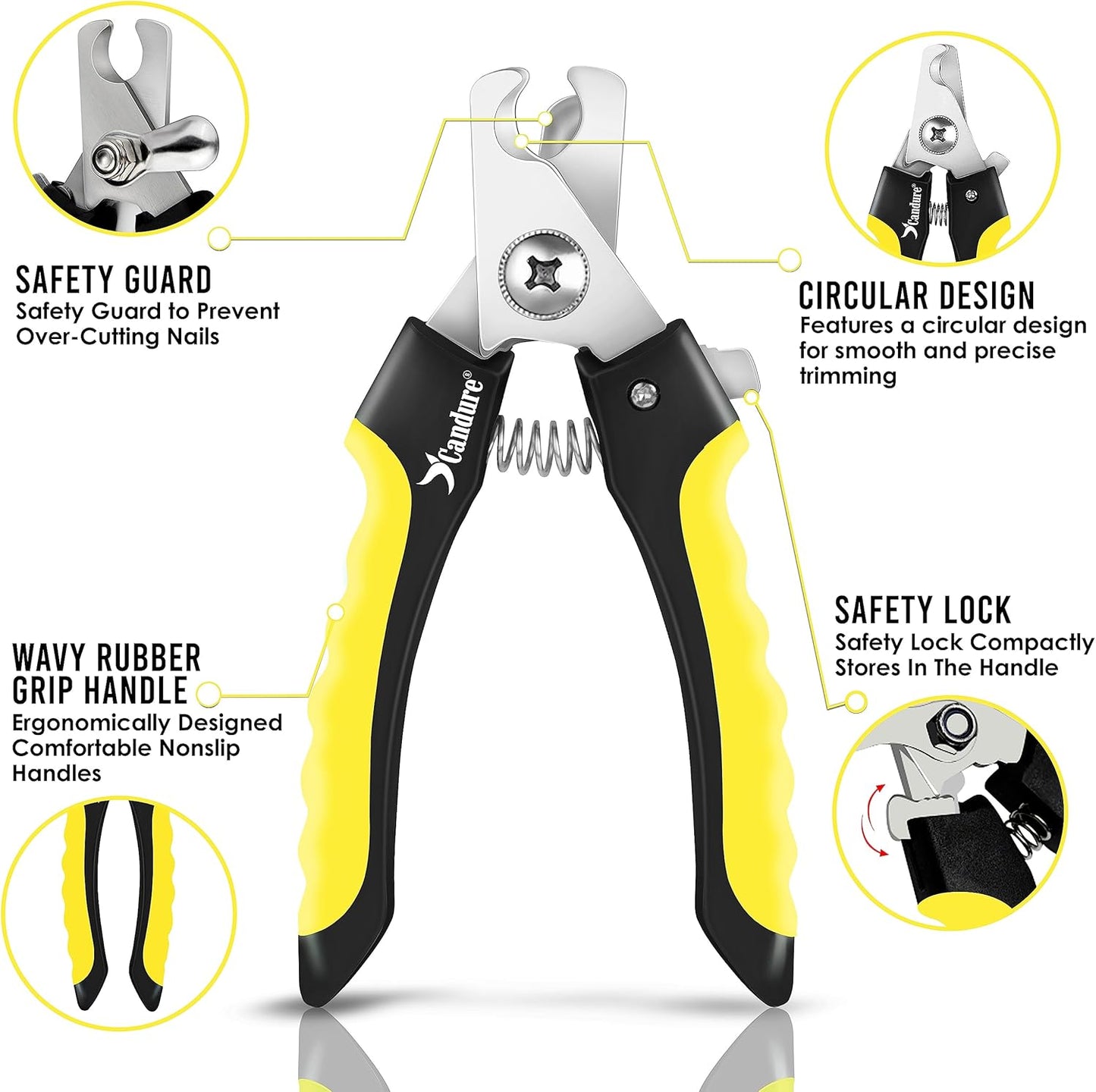 Candure Dog Nail Clippers Professional Pet Nail Clipper Suitable for Cats, Rabbits and Guinea Pigs - Safety Lock/Protective Guard to Avoid Over Cutting (Green, Medium to Small)