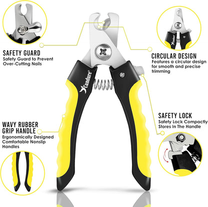 Candure Dog Nail Clippers Professional Pet Nail Clipper Suitable for Cats, Rabbits and Guinea Pigs - Safety Lock/Protective Guard to Avoid Over Cutting (Green, Medium to Small)