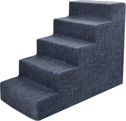 Best Pet Supplies Dog Stairs & Steps - Foam Steps for Small Dogs & Cats, Non-Slip Indoor Balanced Pet Step Support, Dog Ramp, No Assembly, Ash Gray Linen, 2-Step (12-inch Height)