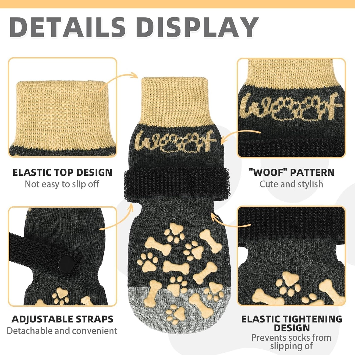 KOOLTAIL Dog Socks Shoes for Hot Pavement to Prevent Licking Paws, Winter Dog Boots&Paw Protector for Hardwood Floors Anti Slip,Traction Control Grip Booties for Small Medium Large Senior Dogs,Black M