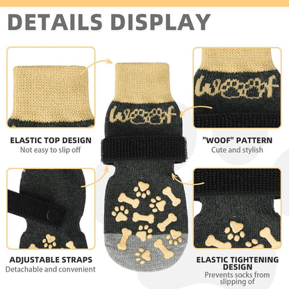 KOOLTAIL Dog Socks Shoes for Hot Pavement to Prevent Licking Paws, Winter Dog Boots&Paw Protector for Hardwood Floors Anti Slip,Traction Control Grip Booties for Small Medium Large Senior Dogs,Black M