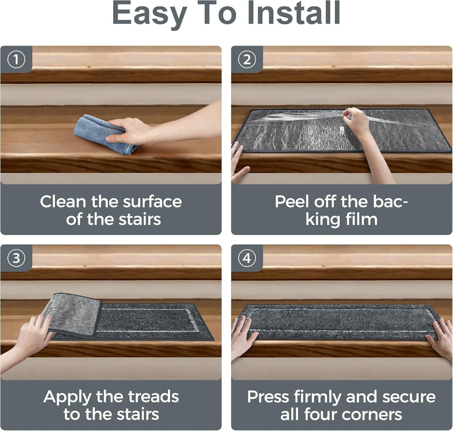 sarben Non Slip Stair Treads for Wooden Steps 15PCS - 8"x30" Indoor Safety Carpet, Edging Mats with TPE Adhesive Backing, Pet and Elderly Friendly Stair Rugs (Taupe) - Colors A