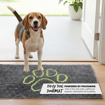 Dog Gone Smart Dirty Dog Doormat - Fast Drying Rug with Super Gripper Backing for Clean Floors - Super Absorbent and Machine Washable Mat for Muddy Paws - Grey