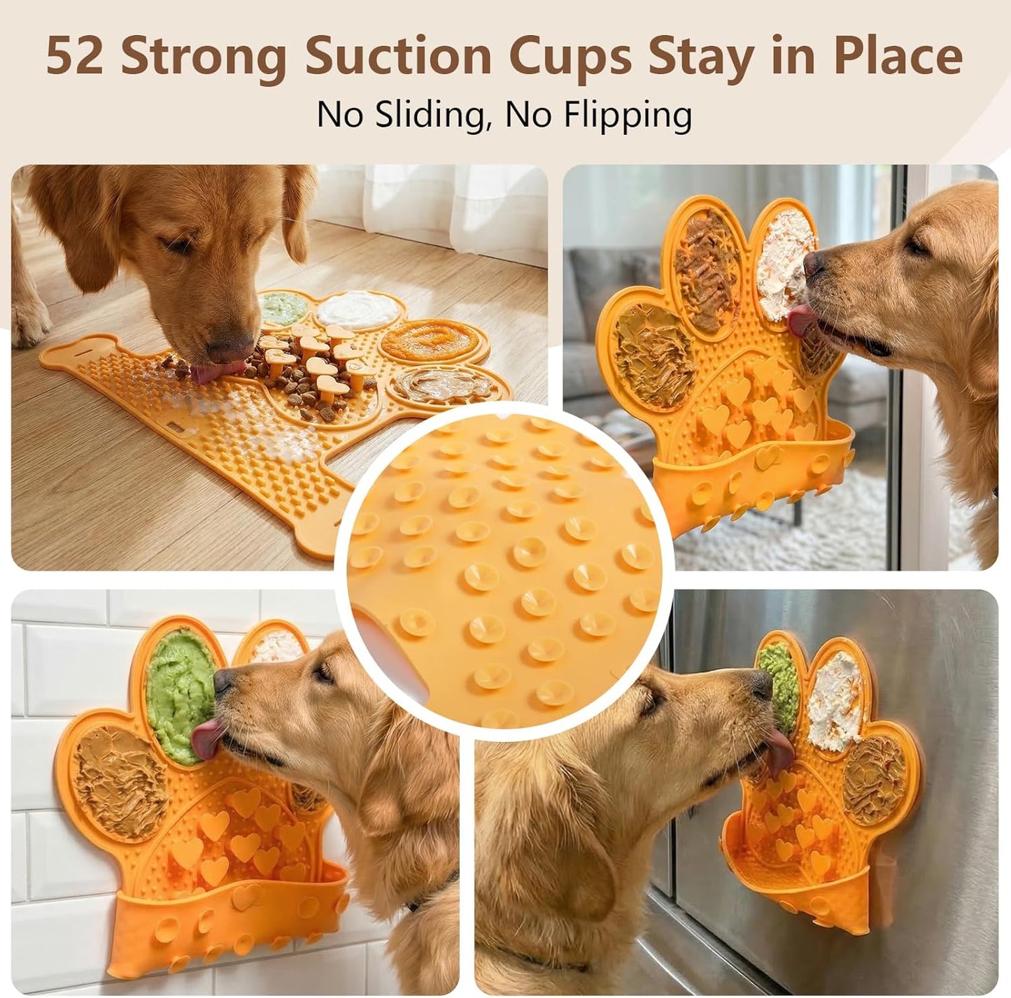 Dog Lick Mat with Suction Cups, Slow Feeder & Enrichment Mat for Dogs & Cats, Silicone Feeding Mat for Wet & Dry Food, Anxiety Relief, Mess-Free Foldable Pocket Design, Pink