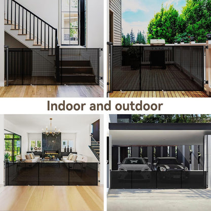 Uamector 138-Inch Extra Wide Retractable Baby Gate & Dog Gate, Reinforced Mesh Safety Gate Adjustable for Large Openings - Stairs, Doorways, Hallways - Indoor/Outdoor Use