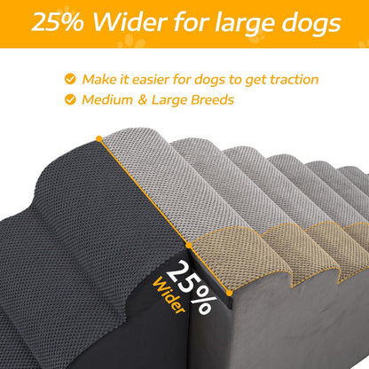 31" H Dog Stairs for Small and Medium Dogs 7-Step Ramps for High Beds and Couch Non-Slip Extra Wide Pet Stairs for Old Dogs and Puppy and Cat - Stable & Durable with Machine Washable Cover Indoor